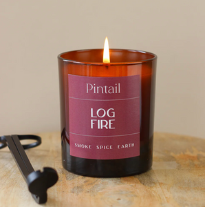 Pintail Log Fire Glass Candle