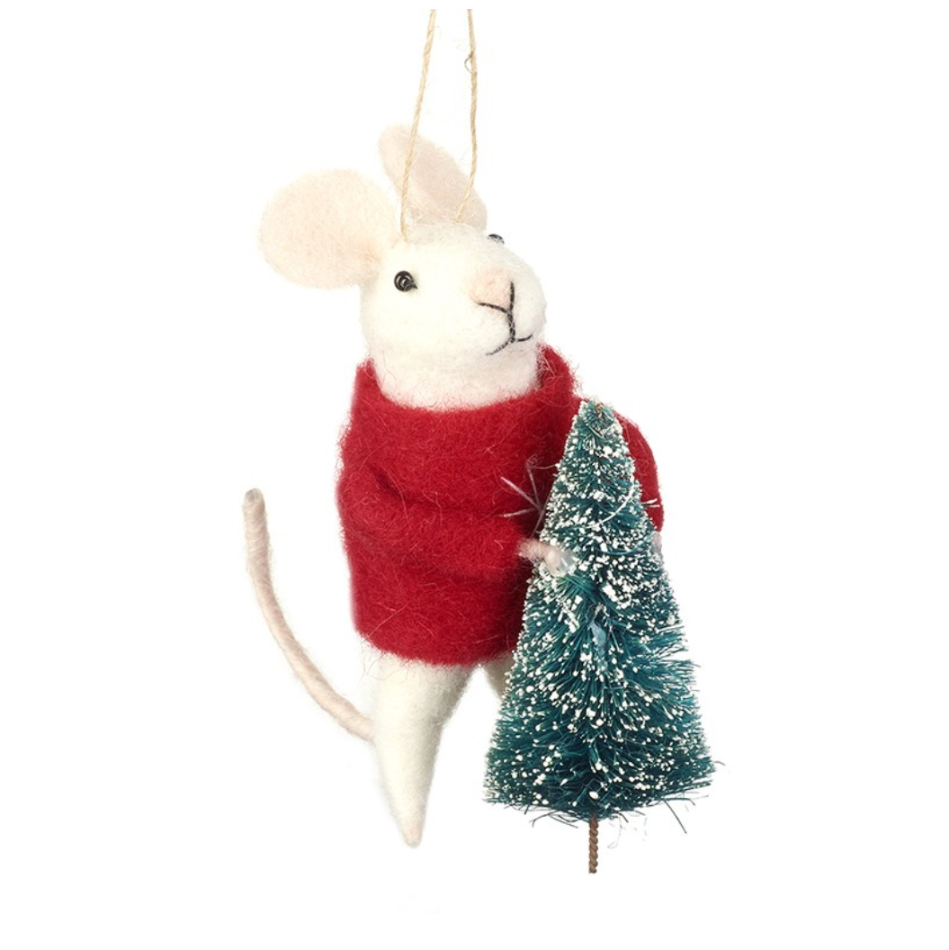 Wool Mouse With Christmas Tree