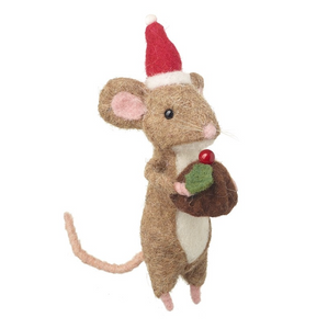 Felt Mouse with Christmas Pudding