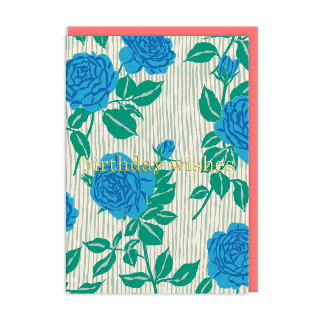 Ohh Deer Blue Roses Birthday Card